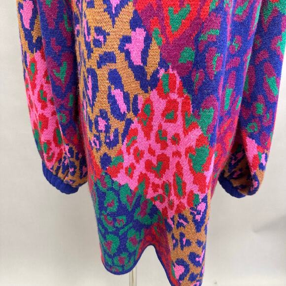 Farm Rio Mixed Leopard Pop Sweater Dress Size Medium - Picture 13 of 16